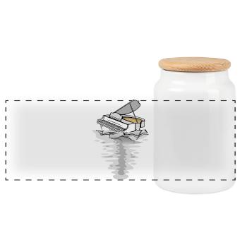 Diving Piano in Water Music Piano - Panoramic Cookie Jar with Wooden Lid - white - Front