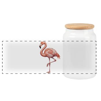 Flamingo Mosaik - Tropische Kunst für Vogelfreunde - Panorama Keksdose mit Holzdeckel - Weiß - Vorne