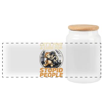 Lets find a cure for stupid people Monkey Punch - Panorama Keksdose mit Holzdeckel - Weiß - Vorne