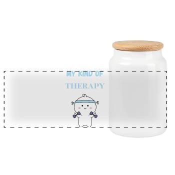 Mon genre de T-shirt de thérapie : Cadeau de lapin - Boîte à biscuits avec couvercle en bois - blanc - Devant
