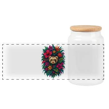 Furet Tropical Fleurs de Hibiscus Exotique - Boîte à biscuits avec couvercle en bois - blanc - Devant