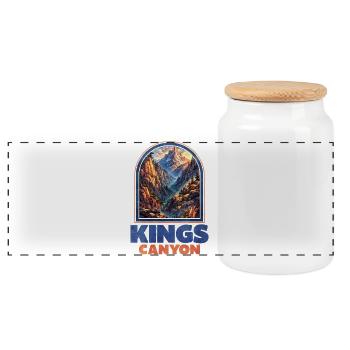 Kings Canyon Mountain Landscape Poster - Panoramic Cookie Jar with Wooden Lid - white - Front