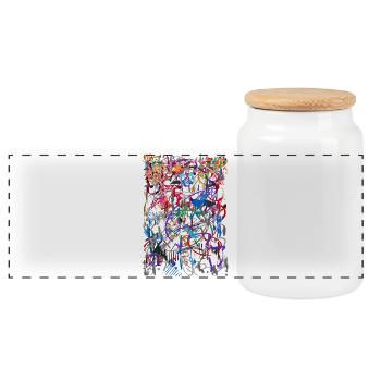 Abstract - Panoramic Cookie Jar with Wooden Lid - white - Front
