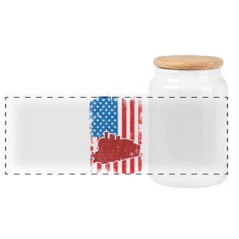 4 juillet USA Railroad - Boîte à biscuits avec couvercle en bois - blanc - Devant