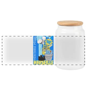 Marseille Poiscaille Fraîche - Boîte à biscuits avec couvercle en bois - blanc - Devant