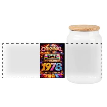 Original 1978 Retro Disco Edition - Panoramic Cookie Jar with Wooden Lid - white - Front