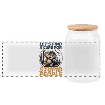 Lets find a cure for stupid people Monkey Punch - Panorama Keksdose mit Holzdeckel - Weiß - Vorne