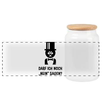 Bräutigam – Darf Ich Noch „Nein“ Sagen? (JGA / B) - Panorama Keksdose mit Holzdeckel - Weiß - Vorne