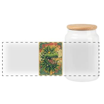 Affiche de cannabis du Dragon Dragon Vert - Boîte à biscuits avec couvercle en bois - blanc - Devant