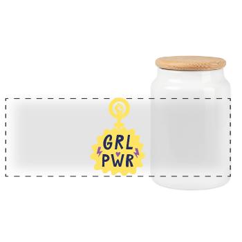 Design féminin, fort, bruyant et confiant ! - Boîte à biscuits avec couvercle en bois - blanc - Devant
