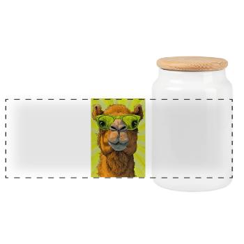 camel - Panoramic Cookie Jar with Wooden Lid - white - Front