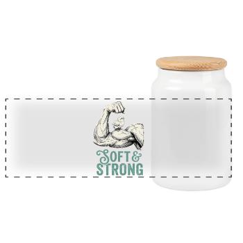 Strong and Soft - Panorama Keksdose mit Holzdeckel - Weiß - Vorne