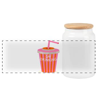 Day Drinking - Panoramic Cookie Jar with Wooden Lid - white - Front