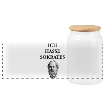 Ich Hasse Sokrates T-Shirt | Greek Philosopher  - Panoramic Cookie Jar with Wooden Lid - white - Front