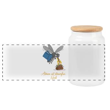 Breathing is tax-free. Still ! - Panoramic Cookie Jar with Wooden Lid - white - Front