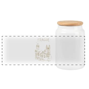 Prague stylisé - Boîte à biscuits avec couvercle en bois - blanc - Devant