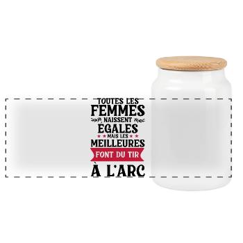 faire du tir à l arc / femme et tir à l'arc - Boîte à biscuits avec couvercle en bois - blanc - Devant