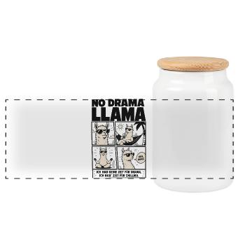 Lama Horror Comic Nacht Grusel Design - Panorama Keksdose mit Holzdeckel - Weiß - Vorne
