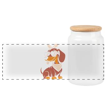 Lunettes en forme de cœur de teckel cool - Boîte à biscuits avec couvercle en bois - blanc - Devant
