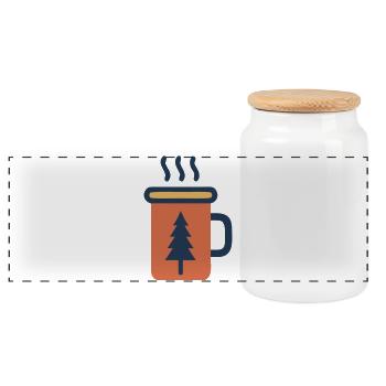 Emailletasse Tanne Kaffee Wald - Panorama Keksdose mit Holzdeckel - Weiß - Vorne