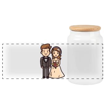Couple marié marié - Boîte à biscuits avec couvercle en bois - blanc - Devant