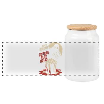 Critique Plot Holes Horror - Panoramic Cookie Jar with Wooden Lid - white - Front