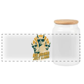 No Prob Llama Horror Retro Design - Panorama Keksdose mit Holzdeckel - Weiß - Vorne