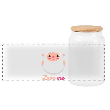 sheep - Panoramic Cookie Jar with Wooden Lid - white - Front