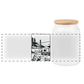 Wild Enough Camping Adventure - Panoramic Cookie Jar with Wooden Lid - white - Front