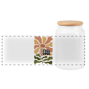 Feel Good Flower Retro Psychedelia - Panoramic Cookie Jar with Wooden Lid - white - Front