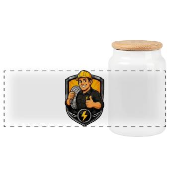 Électricien des armoiries artisans - Boîte à biscuits avec couvercle en bois - blanc - Devant