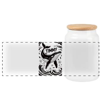 Timmy the Whale - Panoramic Cookie Jar with Wooden Lid - white - Front