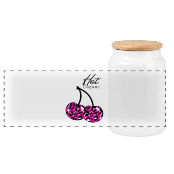 Pink Leopard Muster cherry - Panorama Keksdose mit Holzdeckel - Weiß - Vorne