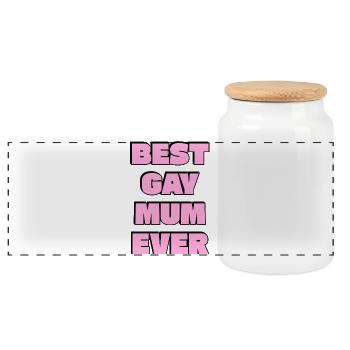 Beste schwule Mutter aller Zeiten fett rosa Text - Panorama Keksdose mit Holzdeckel - Weiß - Vorne