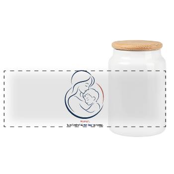 Maman et Bébé cadeau fêtes des mères - Boîte à biscuits avec couvercle en bois - blanc - Devant