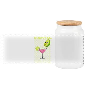 Neon-Limonade Cocktail Cartoon - Panorama Keksdose mit Holzdeckel - Weiß - Vorne
