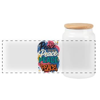 La paix en graffiti - Boîte à biscuits avec couvercle en bois - blanc - Devant