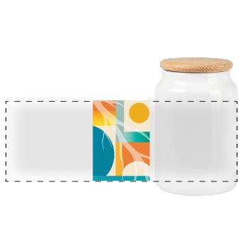 Géométrie abstraite avec formes organiques rétro - Boîte à biscuits avec couvercle en bois - blanc - Devant