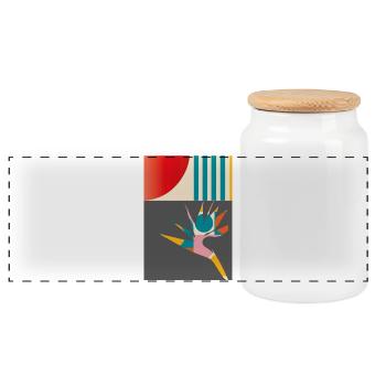 Geometric Bird of Paradise Flower Modern Retro Art - Panoramic Cookie Jar with Wooden Lid - white - Front