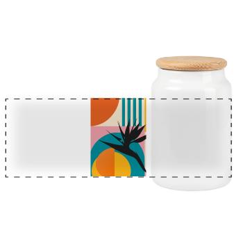 Art rétro tropical en oiseau de paradis géométrique - Boîte à biscuits avec couvercle en bois - blanc - Devant