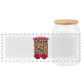 Cerises à l’apparence de léopard - Boîte à biscuits avec couvercle en bois - blanc - Devant