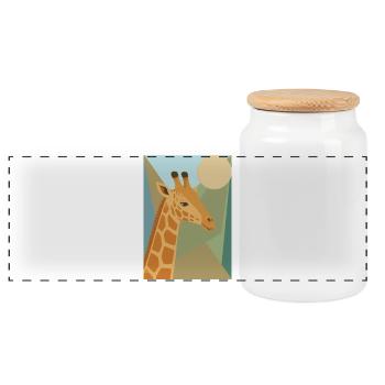 Geometric Giraffe Safari Art - Panoramic Cookie Jar with Wooden Lid - white - Front