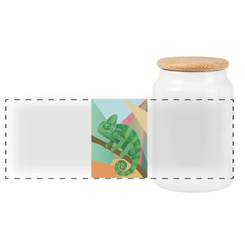 Style géométrique du Caméléon Vert - Boîte à biscuits avec couvercle en bois - blanc - Devant