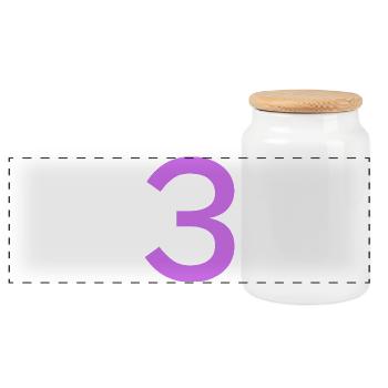 3 - Panoramic Cookie Jar with Wooden Lid - white - Front