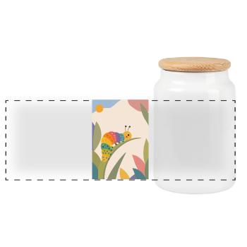 Bunte Raupe auf Blatt – Niedliches Tiermotiv - Panorama Keksdose mit Holzdeckel - Weiß - Vorne