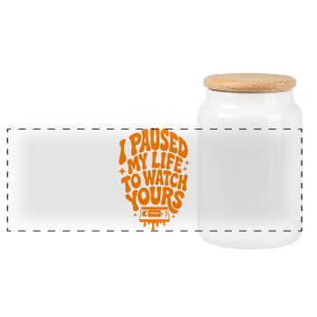 Pause My Life To Watch Horror - Panoramic Cookie Jar with Wooden Lid - white - Front
