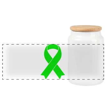 Awareness Ribbon - Panoramic Cookie Jar with Wooden Lid - white - Front