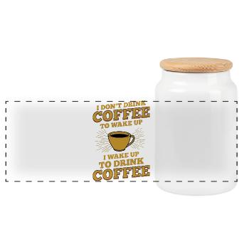 Conception de citation drôle pour amateurs de café - Boîte à biscuits avec couvercle en bois - blanc - Devant
