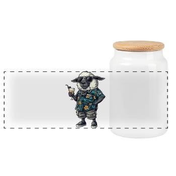 Été des bandes dessinées Sheep - Boîte à biscuits avec couvercle en bois - blanc - Devant