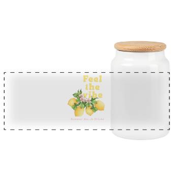 Feel the Vibe: Lemon Beach Drinks - Panoramic Cookie Jar with Wooden Lid - white - Front